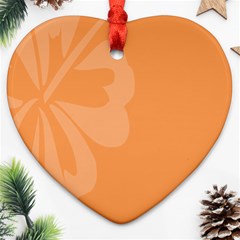 Hibiscus Sakura Tangerine Orange Heart Ornament (two Sides) by Mariart