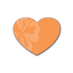 Hibiscus Sakura Tangerine Orange Rubber Coaster (heart)  by Mariart