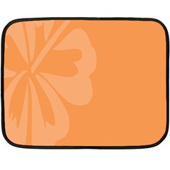 Hibiscus Sakura Tangerine Orange Fleece Blanket (mini) by Mariart