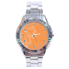 Hibiscus Sakura Tangerine Orange Stainless Steel Analogue Watch by Mariart