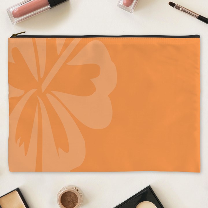 Hibiscus Sakura Tangerine Orange Cosmetic Bag (XXXL) 