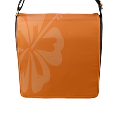 Hibiscus Sakura Tangerine Orange Flap Messenger Bag (l)  by Mariart