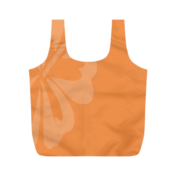 Hibiscus Sakura Tangerine Orange Full Print Recycle Bags (M) 