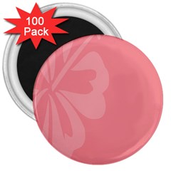 Hibiscus Sakura Strawberry Ice Pink 3  Magnets (100 Pack) by Mariart