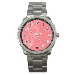 Hibiscus Sakura Strawberry Ice Pink Sport Metal Watch by Mariart