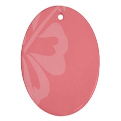 Hibiscus Sakura Strawberry Ice Pink Oval Ornament (two Sides) by Mariart