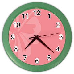 Hibiscus Sakura Strawberry Ice Pink Color Wall Clocks by Mariart