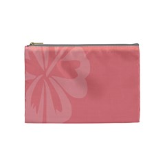 Hibiscus Sakura Strawberry Ice Pink Cosmetic Bag (medium)  by Mariart