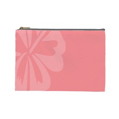 Hibiscus Sakura Strawberry Ice Pink Cosmetic Bag (large)  by Mariart