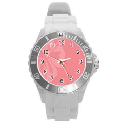 Hibiscus Sakura Strawberry Ice Pink Round Plastic Sport Watch (l) by Mariart