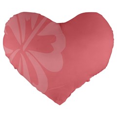 Hibiscus Sakura Strawberry Ice Pink Large 19  Premium Flano Heart Shape Cushions by Mariart