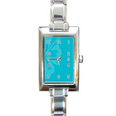 Hibiscus Sakura Scuba Blue Rectangle Italian Charm Watch by Mariart