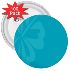 Hibiscus Sakura Scuba Blue 3  Buttons (100 Pack)  by Mariart