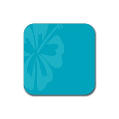 Hibiscus Sakura Scuba Blue Rubber Coaster (square)  by Mariart