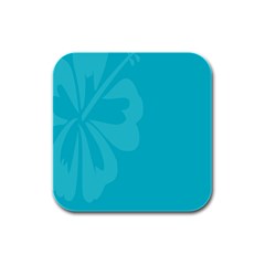 Hibiscus Sakura Scuba Blue Rubber Square Coaster (4 Pack) 