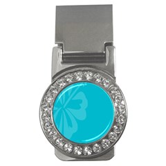 Hibiscus Sakura Scuba Blue Money Clips (cz) 