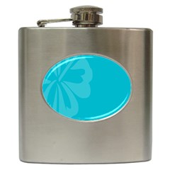 Hibiscus Sakura Scuba Blue Hip Flask (6 Oz) by Mariart