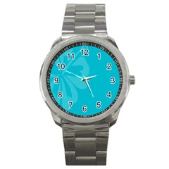 Hibiscus Sakura Scuba Blue Sport Metal Watch by Mariart