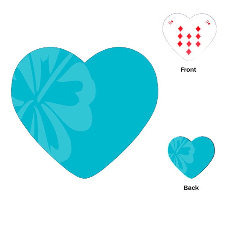 Hibiscus Sakura Scuba Blue Playing Cards (Heart) 