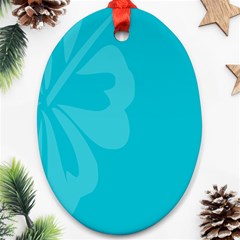 Hibiscus Sakura Scuba Blue Oval Ornament (two Sides)