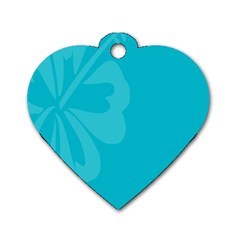 Hibiscus Sakura Scuba Blue Dog Tag Heart (one Side) by Mariart