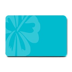 Hibiscus Sakura Scuba Blue Small Doormat  by Mariart