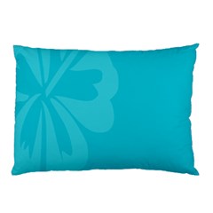 Hibiscus Sakura Scuba Blue Pillow Case by Mariart