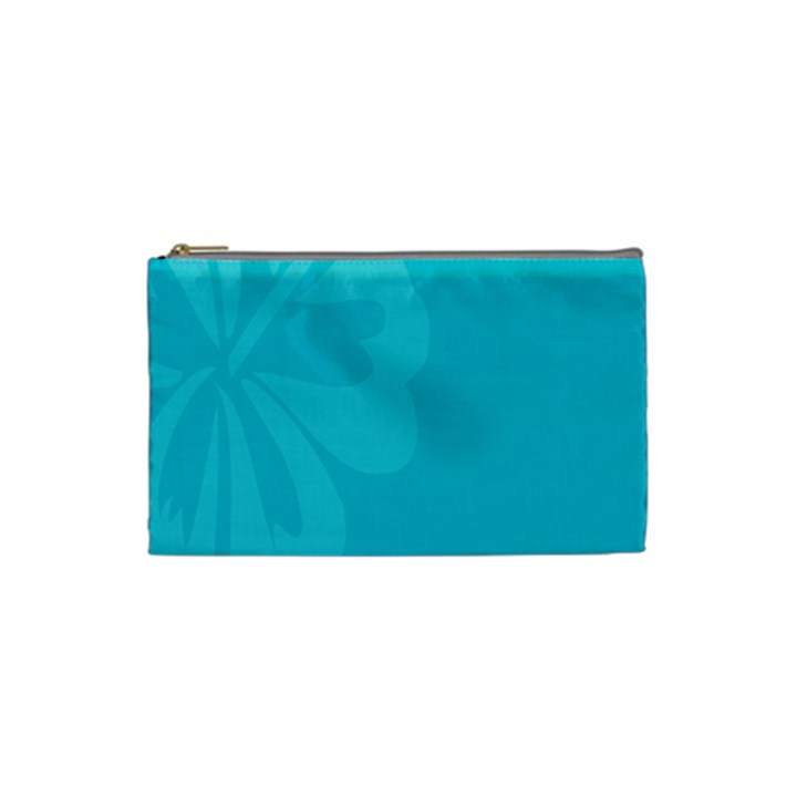 Hibiscus Sakura Scuba Blue Cosmetic Bag (Small) 