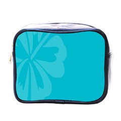 Hibiscus Sakura Scuba Blue Mini Toiletries Bags by Mariart