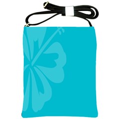 Hibiscus Sakura Scuba Blue Shoulder Sling Bags by Mariart