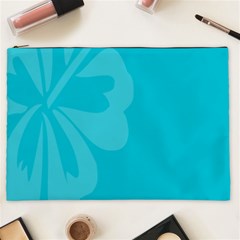 Hibiscus Sakura Scuba Blue Cosmetic Bag (xxl)  by Mariart