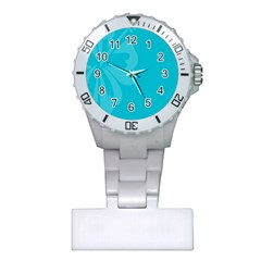 Hibiscus Sakura Scuba Blue Plastic Nurses Watch by Mariart