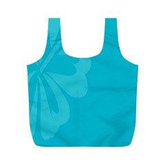 Hibiscus Sakura Scuba Blue Full Print Recycle Bags (m)  by Mariart