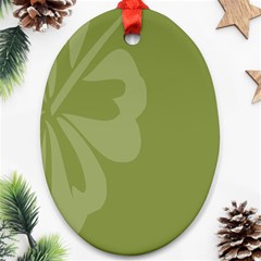 Hibiscus Sakura Woodbine Green Ornament (oval) by Mariart