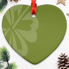 Hibiscus Sakura Woodbine Green Ornament (heart) by Mariart