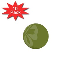 Hibiscus Sakura Woodbine Green 1  Mini Buttons (10 Pack)  by Mariart