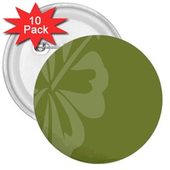 Hibiscus Sakura Woodbine Green 3  Buttons (10 Pack)  by Mariart