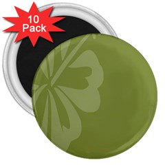 Hibiscus Sakura Woodbine Green 3  Magnets (10 Pack)  by Mariart