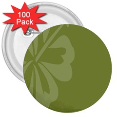 Hibiscus Sakura Woodbine Green 3  Buttons (100 Pack)  by Mariart