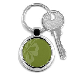 Hibiscus Sakura Woodbine Green Key Chains (round)  by Mariart