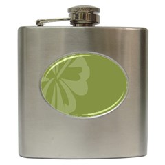 Hibiscus Sakura Woodbine Green Hip Flask (6 Oz) by Mariart