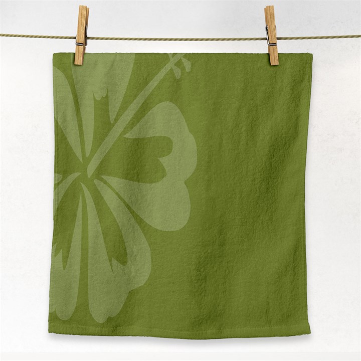 Hibiscus Sakura Woodbine Green Face Towel