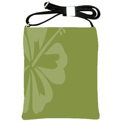 Hibiscus Sakura Woodbine Green Shoulder Sling Bags by Mariart