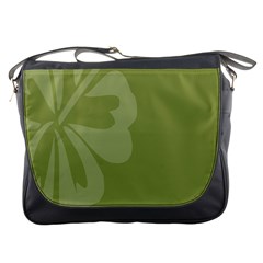 Hibiscus Sakura Woodbine Green Messenger Bags by Mariart