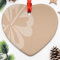 Hibiscus Sakura Toasted Almond Grey Ornament (heart) by Mariart