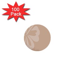 Hibiscus Sakura Toasted Almond Grey 1  Mini Buttons (100 Pack) 