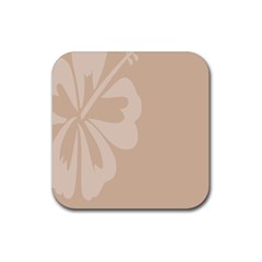 Hibiscus Sakura Toasted Almond Grey Rubber Coaster (square)  by Mariart