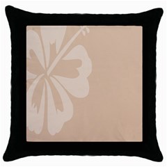 Hibiscus Sakura Toasted Almond Grey Throw Pillow Case (black) by Mariart