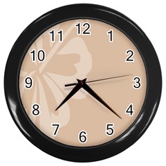 Hibiscus Sakura Toasted Almond Grey Wall Clocks (black) by Mariart