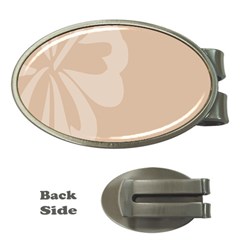 Hibiscus Sakura Toasted Almond Grey Money Clips (oval)  by Mariart